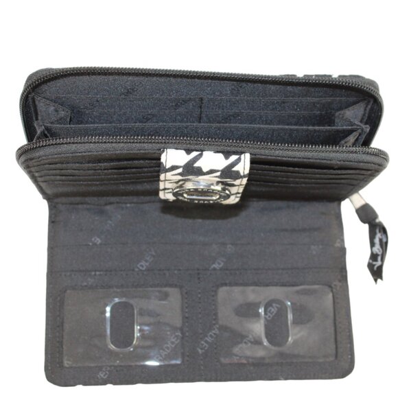 Vera Bradley Midnight Houndstooth Black And White Turn Lock Wallet - Picture 8 of 9